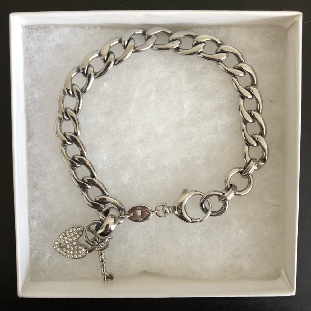 FOSSIL Heart Lock and Key Bracelet
